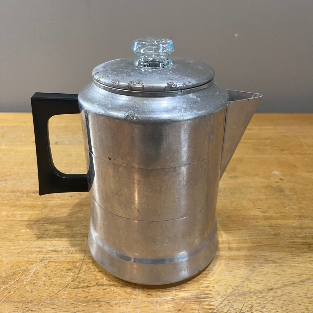 Vtg Comet Aluminum 9 Cup Coffee Percolator Stovetop Pot MCM Made in USA